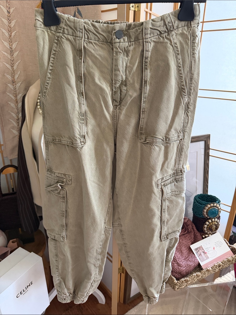 AllSaints Frieda Lyocell Cargo Jogger Pants Sage Green Size US 8 / UK 12